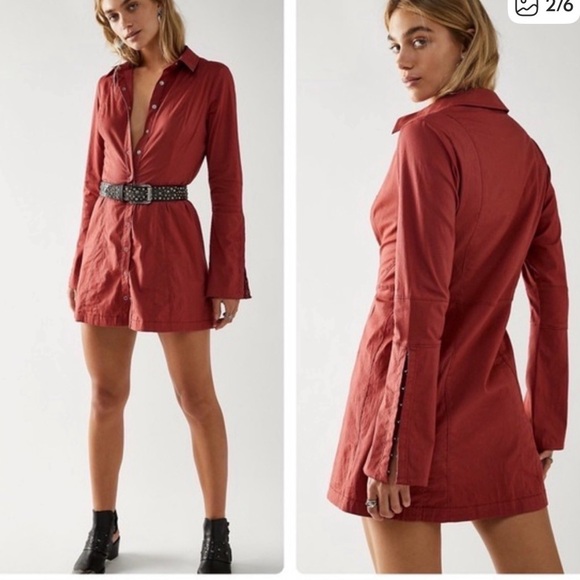Free People Dresses & Skirts - Free people Thea mini shirt dress preloved